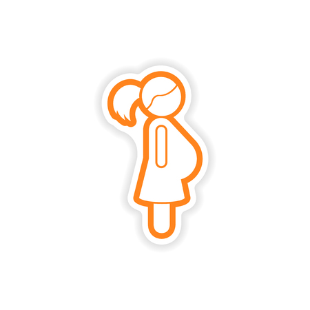 paper sticker on white background pregnant womanのイラスト素材