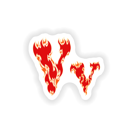 sticker fiery font red letter V on white backgroundのイラスト素材