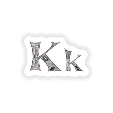sticker Low poly letter K in gray mosaic polygonのイラスト素材