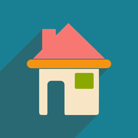 Flat with shadow icon and mobile applacation houseのイラスト素材