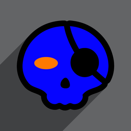 Flat with shadow Icon Pirate skull on a colored backgroundのイラスト素材