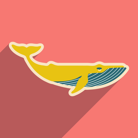 flat icon with long shadow great whaleのイラスト素材