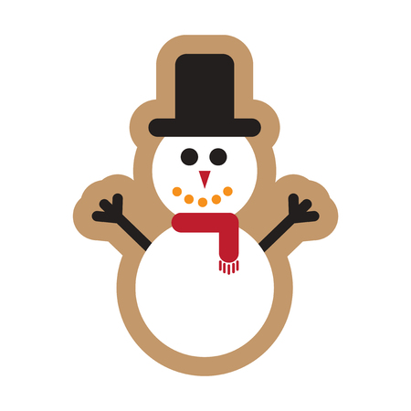 flat icon on white background Snowman in hatのイラスト素材