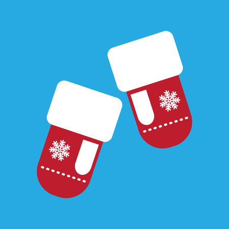 flat iconon stylish background mittens snowflakesのイラスト素材