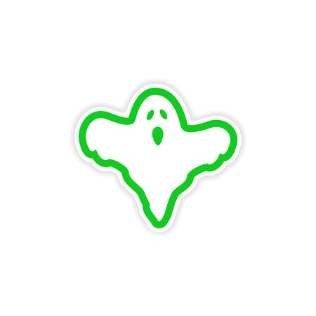 icon sticker realistic design on paper ghostのイラスト素材