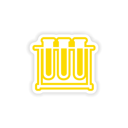 paper sticker on white background flask in standのイラスト素材