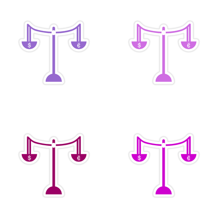 Stylish assembly sticker on paper Scales and coinsのイラスト素材