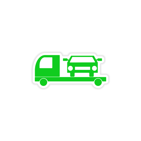 icon sticker realistic design on paper tow truck carのイラスト素材