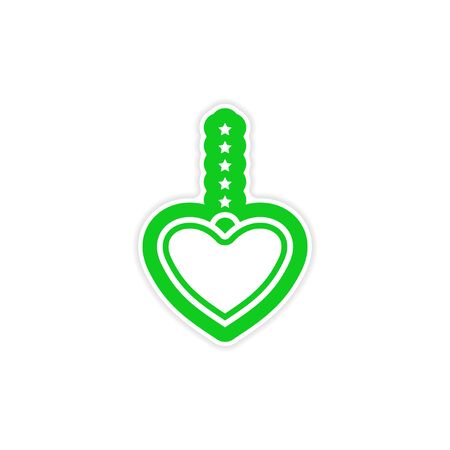 stylish paper sticker on white background garland heartのイラスト素材