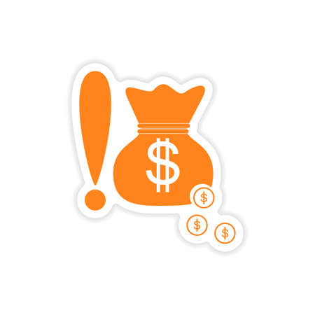 stylish sticker on paper bag money and coinsのイラスト素材