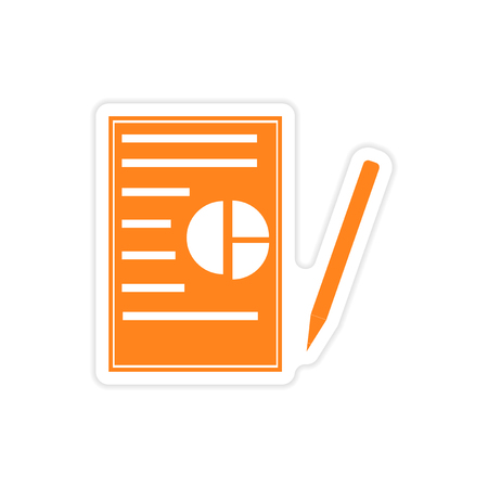 stylish sticker on paper business papers and penのイラスト素材