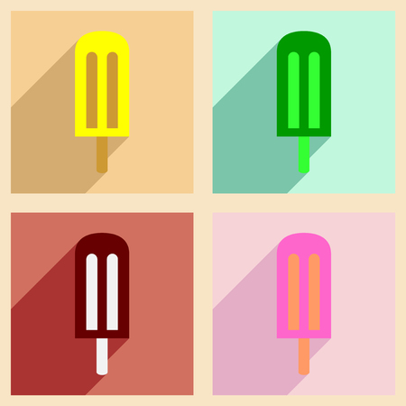 Flat with shadow concept and mobile application ice lollyのイラスト素材