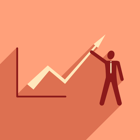 Modern flat icon with shadow Man and graphのイラスト素材
