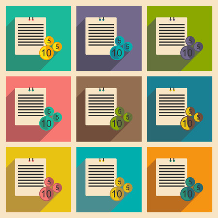 Flat with shadow icon concept contract and coinsのイラスト素材