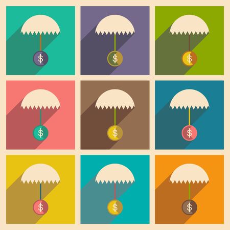 Modern flat icons vector collection with shadow umbrella dollarのイラスト素材