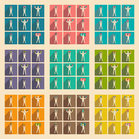 Modern flat icons vector collection Stick Figure business moneyのイラスト素材