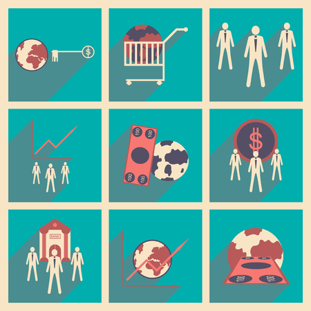 Modern flat icons vector collection with shadow money economy workersのイラスト素材