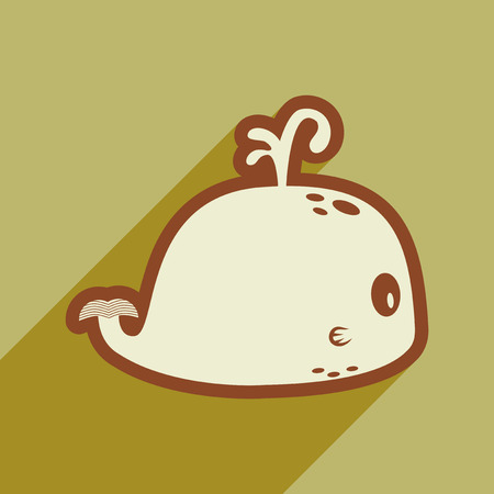 flat icon with long shadow whale fountainのイラスト素材