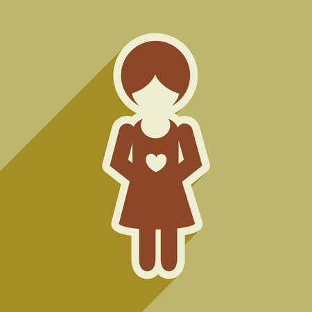 flat icon with long shadow pregnant Girlのイラスト素材