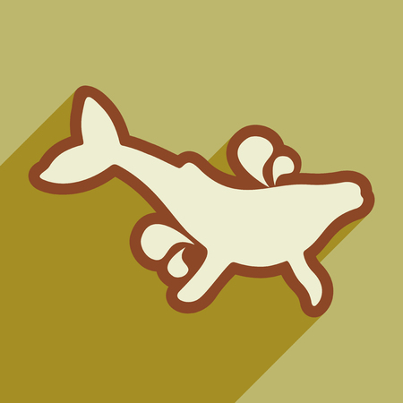 flat icon with long shadow whale fountainのイラスト素材