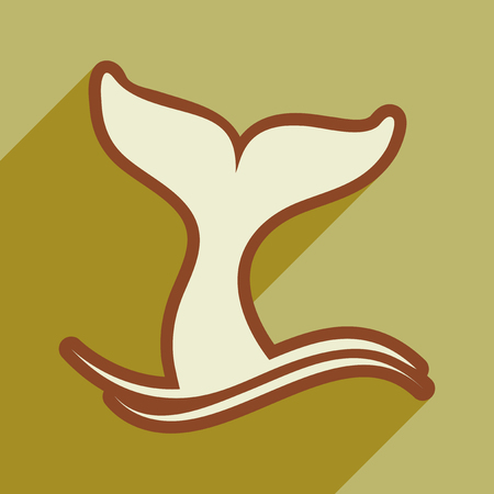 flat icon with long shadow whale tailのイラスト素材