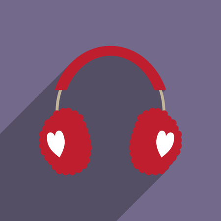 flat icon with long shadow earmuffs heartsのイラスト素材