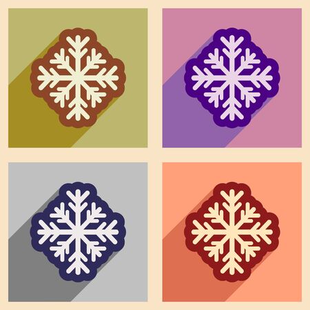 Set of flat icons with long shadow snowflakeのイラスト素材