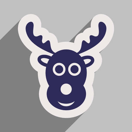 flat icon with long shadow Christmas deerのイラスト素材