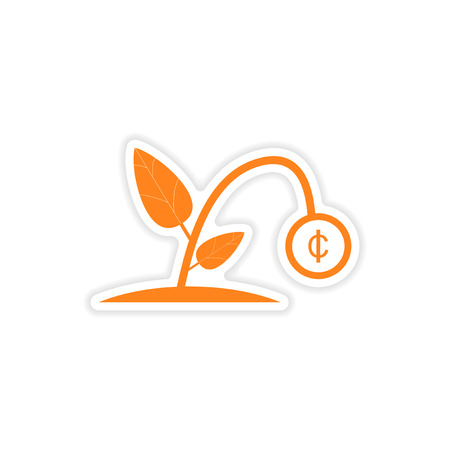stylish sticker on paper Money plant on white backgroundのイラスト素材