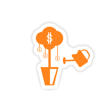 stylish sticker on paper Money Tree and Sprinkleのイラスト素材