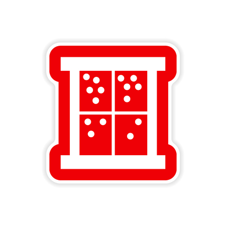 paper sticker on white background, snow windowのイラスト素材