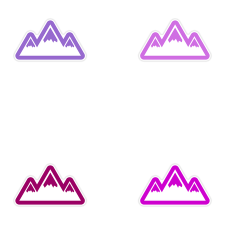 Set of paper stickers on white background, Arctic mountainsのイラスト素材