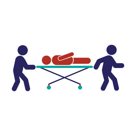 Modern flat icon on white background, patient on stretcherのイラスト素材