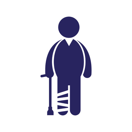 Modern flat icon on white background, People leg fractureのイラスト素材