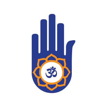 Modern flat icon white background flag, hand sign of omのイラスト素材