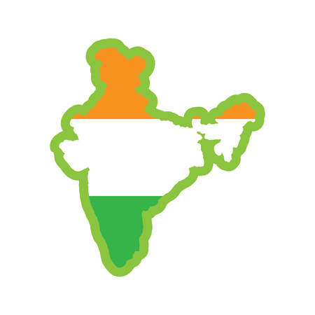 Modern flat icon white background flag, map of Indiaのイラスト素材