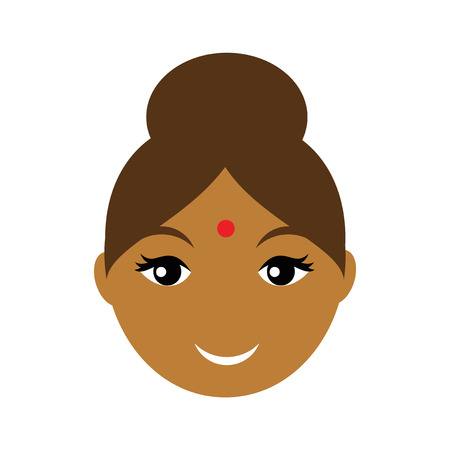 Modern flat icon with long shadow, Indian girlのイラスト素材