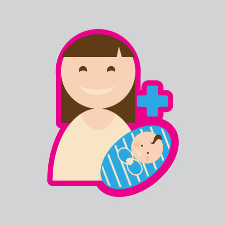 Modern flat icon with stylish background, Mother and childのイラスト素材