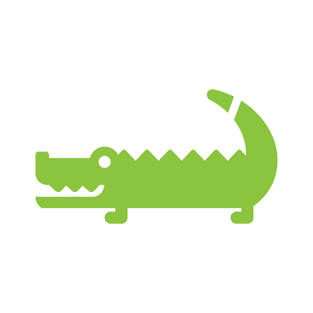 flat icon on white background, Australian crocodileのイラスト素材