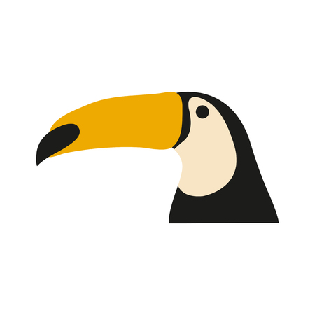 flat icon on white background, Brazilian toucanのイラスト素材