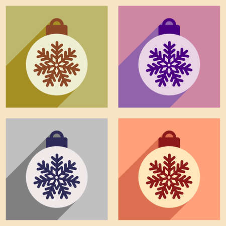 Set of flat icons with long shadow, Christmas ballsのイラスト素材