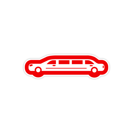 paper sticker on white background, wedding limousineのイラスト素材