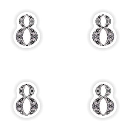 assembly stickers Low poly number 8 in gray mosaic polygonのイラスト素材