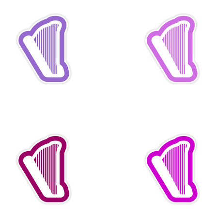 Set of paper stickers on white background, Greek harpのイラスト素材