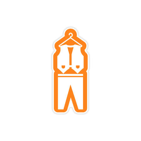 paper sticker on white background, waistcoat and trousersのイラスト素材