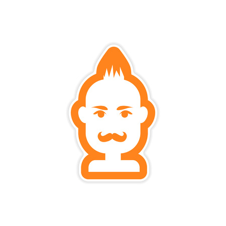 paper sticker on white background, men\'s haircutのイラスト素材
