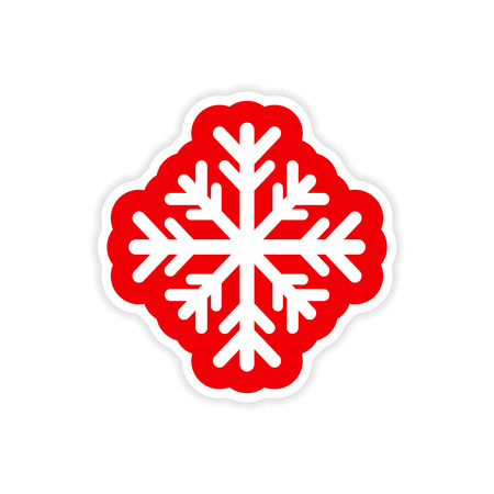 paper sticker on white background, Christmas snowflakeのイラスト素材