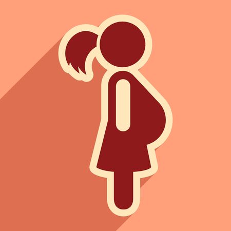 flat icon with long shadow pregnant Girlのイラスト素材