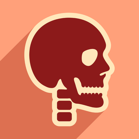flat icon with long shadow human skullのイラスト素材