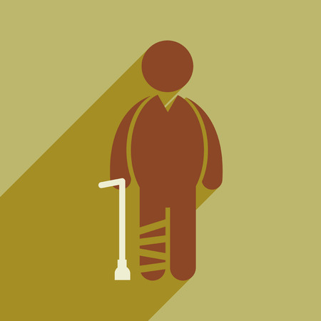 Modern flat icon with long shadow People leg fractureのイラスト素材